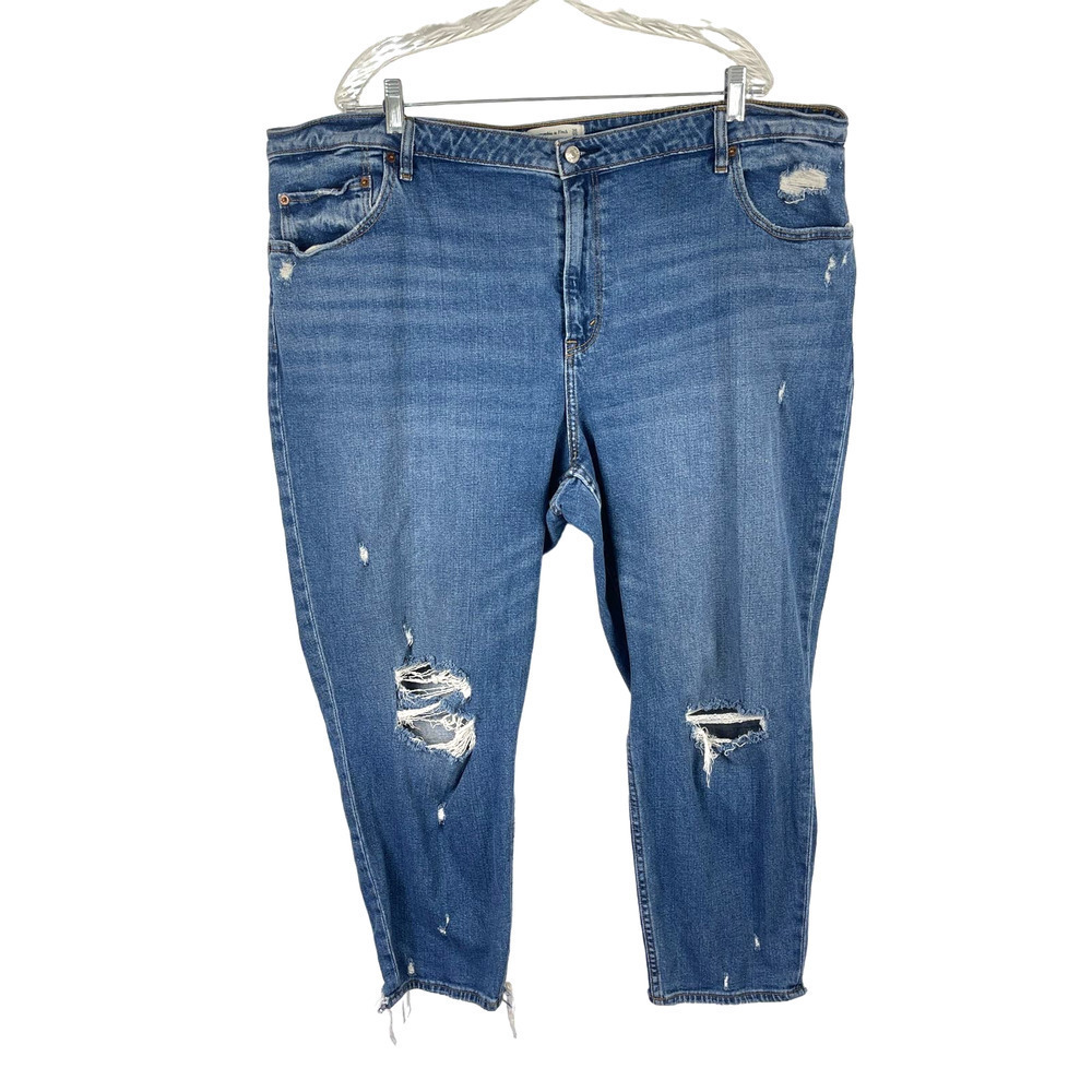 Abercrombie Fitch Curve Love The Mom High Rise Blue Jeans Women's Size 36/22